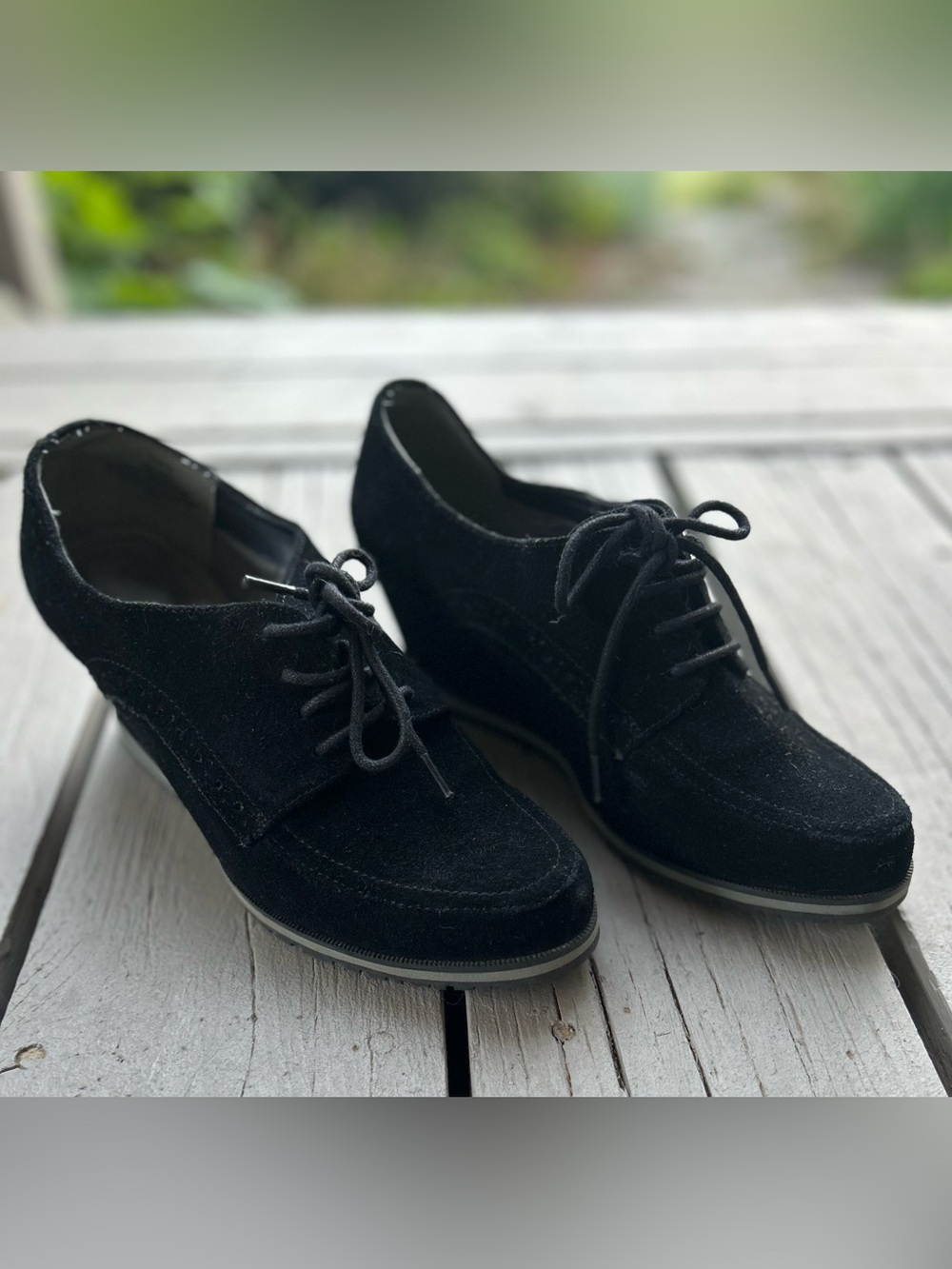 Abella Black Suede Lace-Up Oxfords